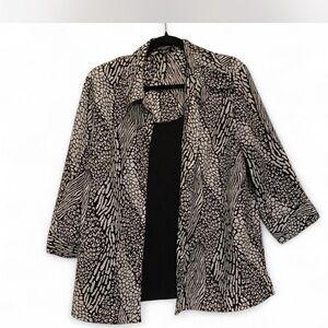 Animal print geometric Notations Black & Cream Printed Button-up Blouse XXL